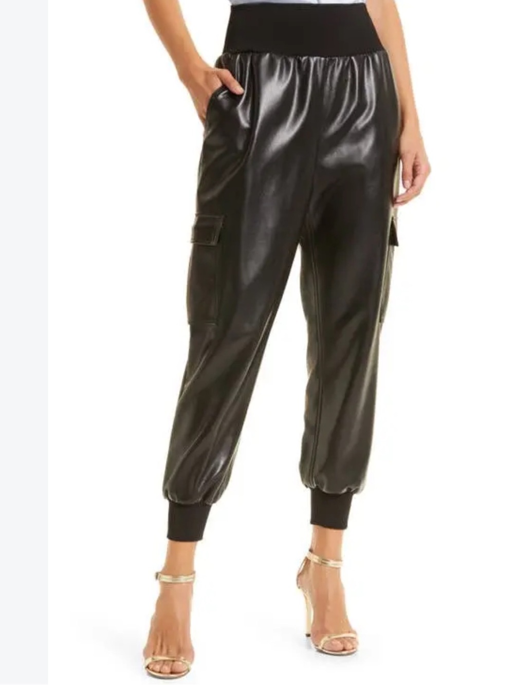 NEW Cinq a Sept Giles Black Faux Leather Joggers